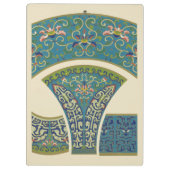 青い東洋のデザインと笑顔の顔 クリップボード (裏面)