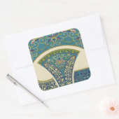 青い東洋のデザインと笑顔の顔 スクエアシール (封筒)