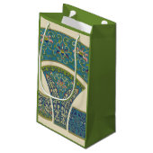 青い東洋のデザインと笑顔の顔 スモールペーパーバッグ (裏面アングル)