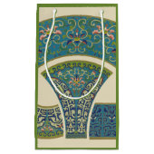 青い東洋のデザインと笑顔の顔 スモールペーパーバッグ (正面)