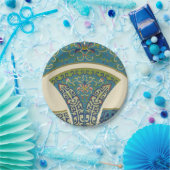 青い東洋のデザインと笑顔の顔 ペーパープレート (パーティー)