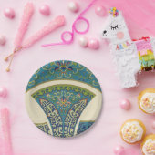 青い東洋のデザインと笑顔の顔 ペーパープレート (パーティー)