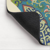 青い東洋のデザインと笑顔の顔 マウスパッド (コーナー)