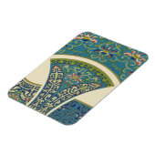 青い東洋のデザインと笑顔の顔 マグネット (左側)