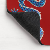 青い東洋のドラゴンの旧式で中国のな刺繍 マウスパッド (コーナー)