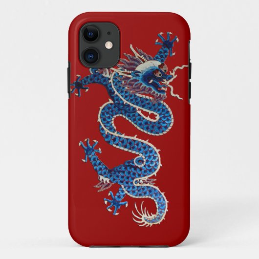 青い東洋のドラゴンの旧式で中国のな刺繍 Case-Mate iPhoneケース (裏面)