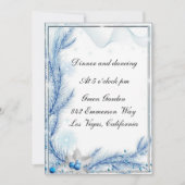 青い松の冬のクリスマス結婚式の受付カード 招待状 (正面)