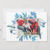 青い松の木の枝の写真メリークリスマス (正面)