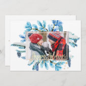 青い松の木の枝の写真メリークリスマス (正面/裏面)