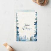 青い松の木 あなたのメッセージ ホリデー ノートカード (正面/裏面インサイチュ)