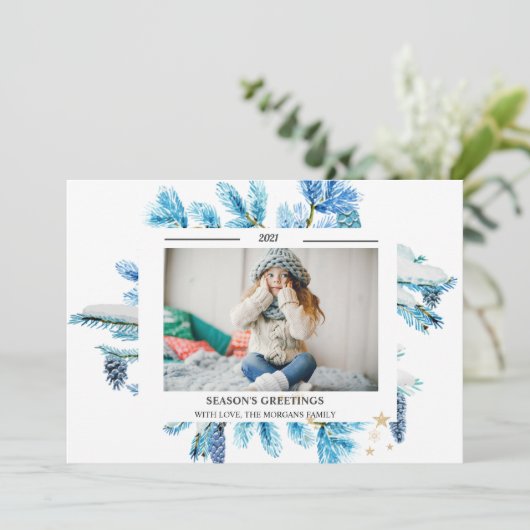 青い松の枝フォトシーズンの挨拶 (スタンド正面)