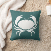 青い枕にカニの白 クッション (ブランケット)