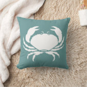 青い枕にカニの白 クッション (ブランケット)