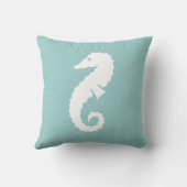 青い枕に白いシーホース クッション (裏面)