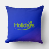 青い枕に緑の"Holidays"の文字 クッション (正面)