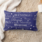 青い枕のハヌカーの恵みの雪片 ランバークッション (ブランケット)