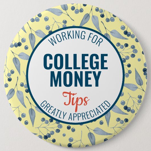 青い果実のヒントを参照 |大学のお金 缶バッジ (正面)