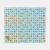 青い果実パターン フリースブランケット (正面(横))