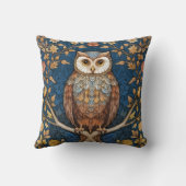 青い枝の上にフクロウの秋の背景アールヌーボー クッション (裏面)