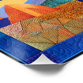 青い枠の砂漠アートグリッド – ジオメトカラフルリ ポスター (コーナー)