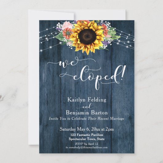 青い枯れた木のひまわりのライト　私たちはこっそりと逃げた 招待状 (正面)