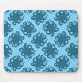 青い柄のタコ マウスパッド (正面)