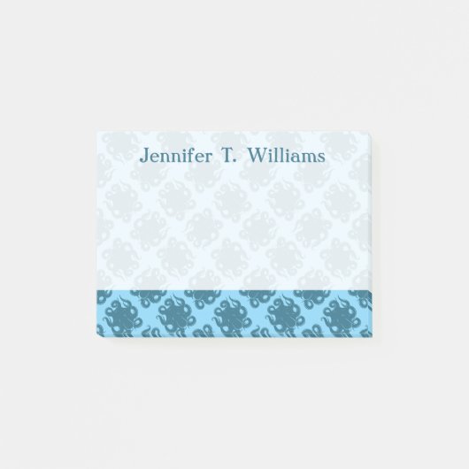 青い柄のタコ|名前の追加 ポストイット (正面)