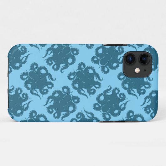 青い柄のタコ Case-Mate iPhoneケース (裏面(横))
