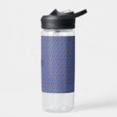 青い柄の花の赤いポピーのウォーターボトル ウォーターボトル (左面)