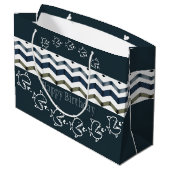 青い柄の魚デザイン ラージペーパーバッグ (裏面アングル)