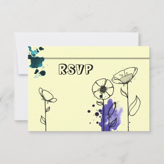 青い染みがついた花 出欠カード (正面)