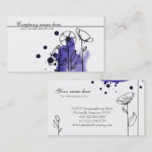 青い染みがついた花 名刺 (正面/裏面)