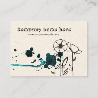 青い染みがついた花 名刺