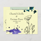 青い染みがついた花 招待状 (正面/裏面)