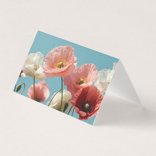 青い柔らかい空にポピー畑 (正面)