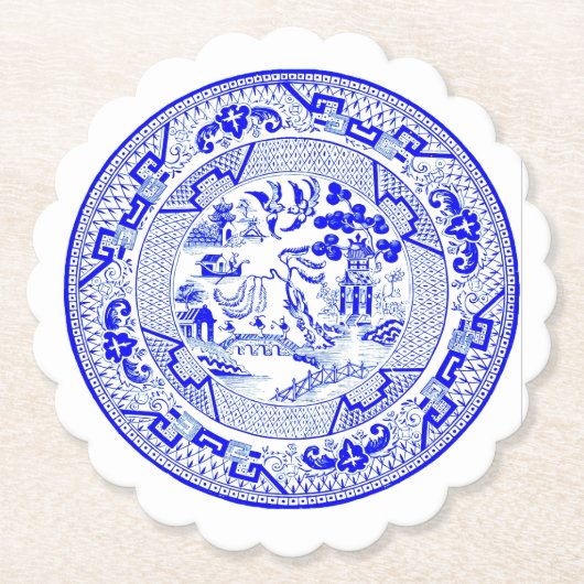 青い柳のパターン[1912] ペーパーコースター (正面)