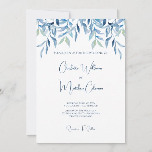 青い柳の枝、水の色結婚の 招待状 (正面)
