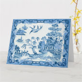 青い柳グリーティングカード カード (黄色い花)