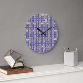 青い格子モザイク幾何学模様1297 ラージ壁時計
