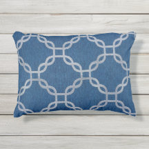 青い格子屋外アクセントピロー16" x 12"