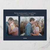 青い格子模様のクリスマスフォイル実在フォト(Christmas foil Photo) 箔シーズンカード (裏面)