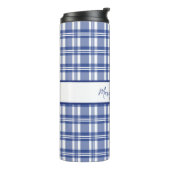 青い格子模様のメリークリスマス タンブラー (回転左)