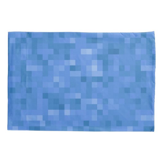 青い格子模様 枕カバー (裏面)