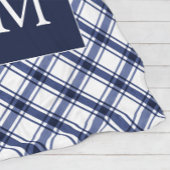 青い格子毛布 フリースブランケット