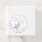 青い格子水の色ロッキングホース赤ちゃんシャワー フェイバータグ (インサイチュ)