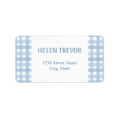 青い格子状のシンプル差戻し住所ラベル ラベル (正面)