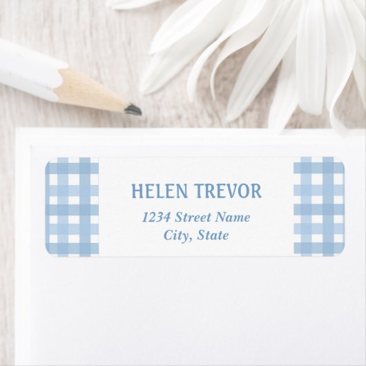 青い格子状のシンプル差戻し住所ラベル ラベル (インサイチュ)