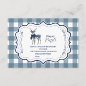 青い格子状のトナカイおむつラッフル エンクロージャーカード (正面)