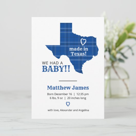 青い格子縞がテキサス州縦写真 案内状 (スタンド正面)