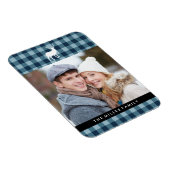 青い格子縞と白い牡鹿 |休日 マグネット (右側)